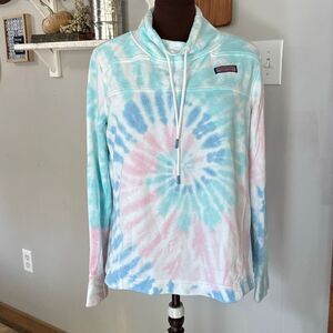 Vineyard Vines funnel neck shep shirt women’s size small tie dye pink green blue